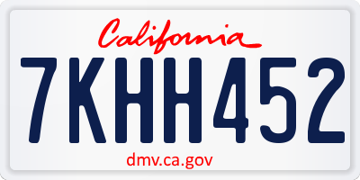 CA license plate 7KHH452
