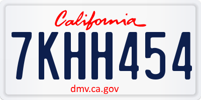 CA license plate 7KHH454