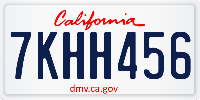 CA license plate 7KHH456