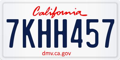 CA license plate 7KHH457