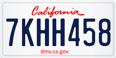 CA license plate 7KHH458