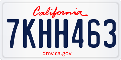 CA license plate 7KHH463