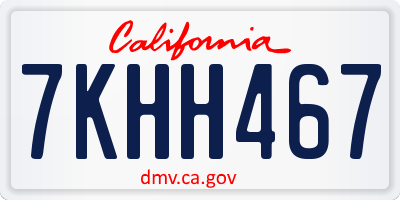 CA license plate 7KHH467
