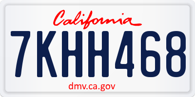 CA license plate 7KHH468
