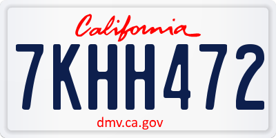 CA license plate 7KHH472