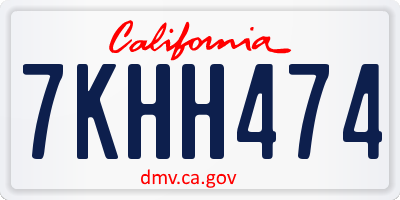 CA license plate 7KHH474