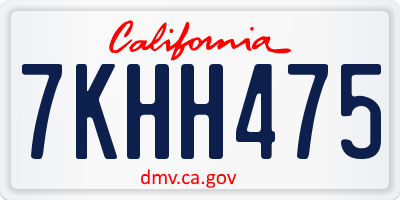 CA license plate 7KHH475