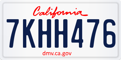 CA license plate 7KHH476