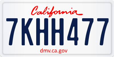 CA license plate 7KHH477