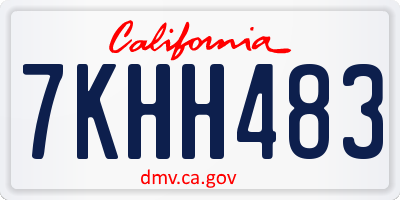 CA license plate 7KHH483