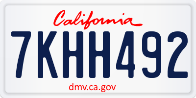 CA license plate 7KHH492