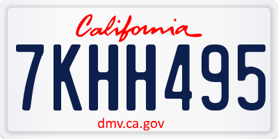 CA license plate 7KHH495