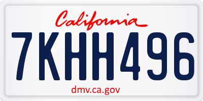 CA license plate 7KHH496