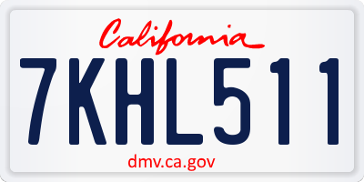CA license plate 7KHL511