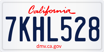 CA license plate 7KHL528