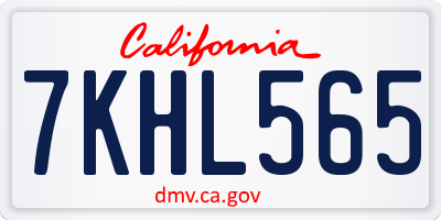 CA license plate 7KHL565