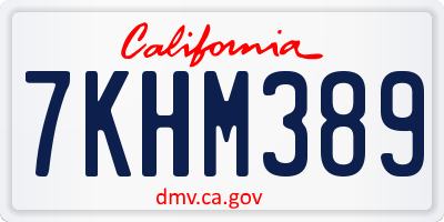 CA license plate 7KHM389