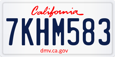 CA license plate 7KHM583