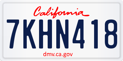 CA license plate 7KHN418