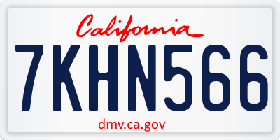 CA license plate 7KHN566