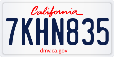 CA license plate 7KHN835