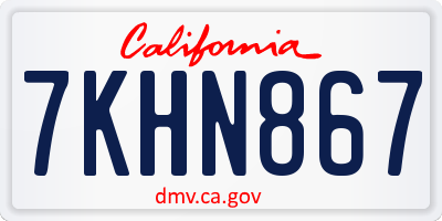 CA license plate 7KHN867