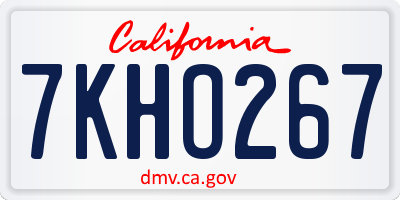 CA license plate 7KHO267