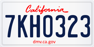 CA license plate 7KHO323