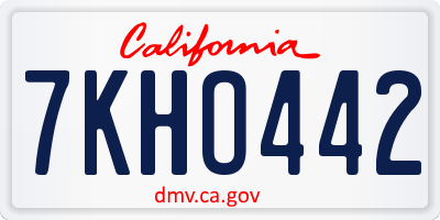 CA license plate 7KHO442