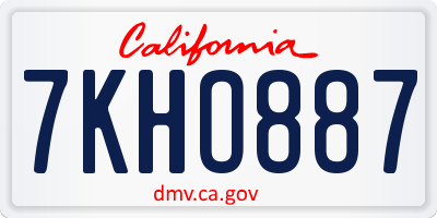 CA license plate 7KHO887