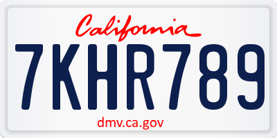 CA license plate 7KHR789