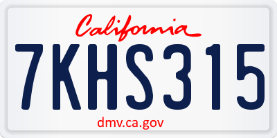 CA license plate 7KHS315