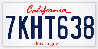 CA license plate 7KHT638