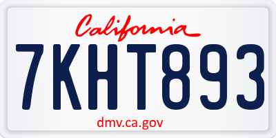 CA license plate 7KHT893