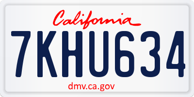 CA license plate 7KHU634
