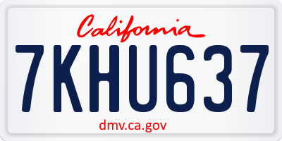 CA license plate 7KHU637