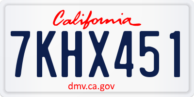 CA license plate 7KHX451