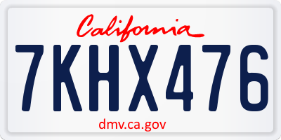 CA license plate 7KHX476