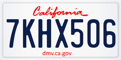 CA license plate 7KHX506