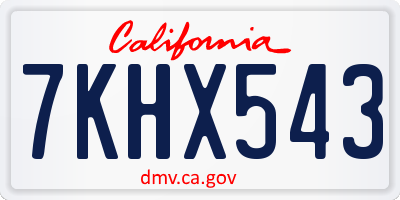 CA license plate 7KHX543