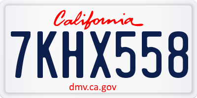CA license plate 7KHX558