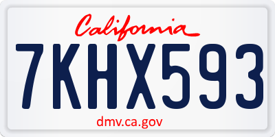 CA license plate 7KHX593