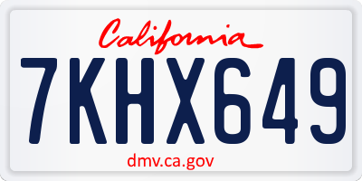 CA license plate 7KHX649