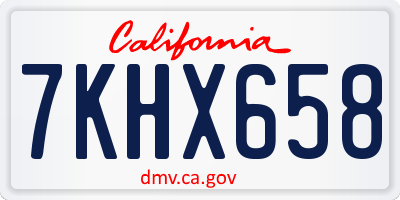 CA license plate 7KHX658