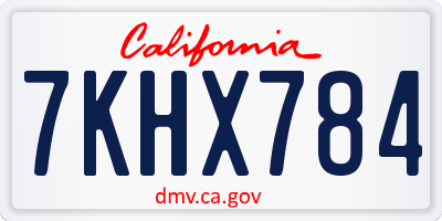 CA license plate 7KHX784