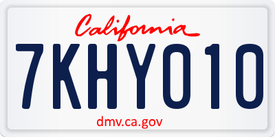 CA license plate 7KHY010