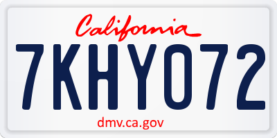 CA license plate 7KHY072