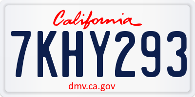 CA license plate 7KHY293