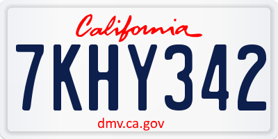 CA license plate 7KHY342