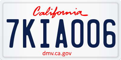 CA license plate 7KIA006